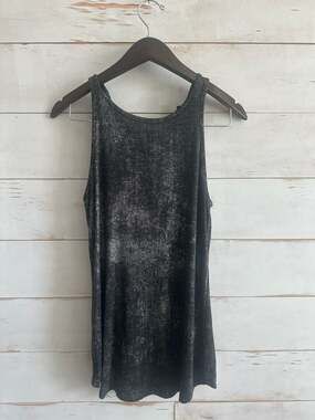 Mossimo Black Metallic Silver Shimmer Sleeveless Tunic Top with Back Zipper Smal